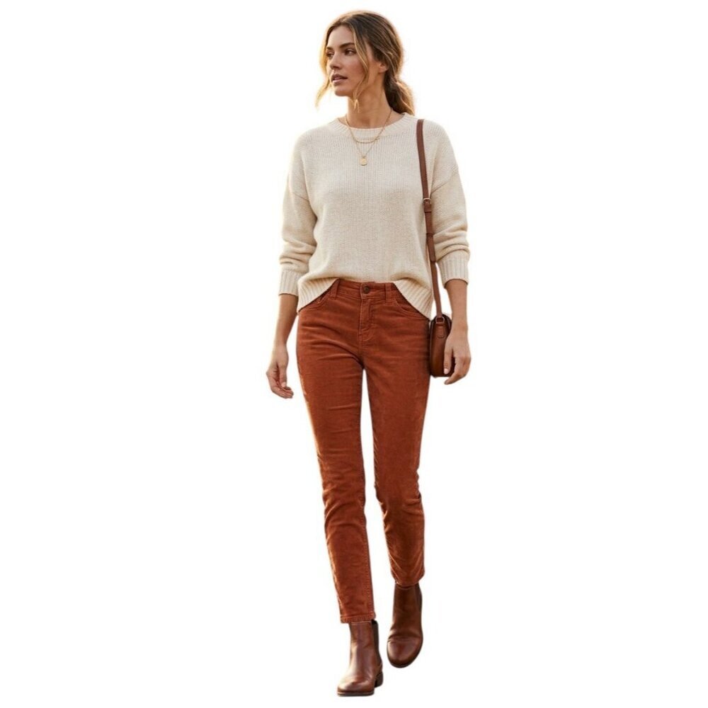 Anthropologie Pilcro Script Corduroy Pants Rust Orange Size 25